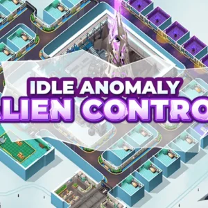 Главный экран игры Idle Anomaly с футуристическим интерфейсом.