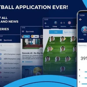 Главный экран приложения SportMob с результатами матчей.