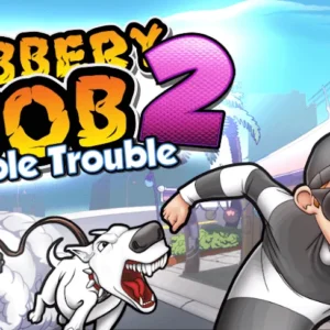Главный герой игры Robbery Bob 2 прячется от охранника