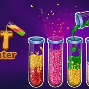 Разноцветные стаканчики с водой в игре Color Water Sort Woody Puzzle