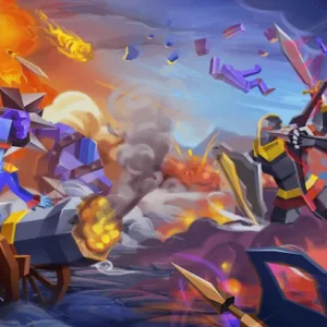 Скриншот игрового процесса Epic Battle Simulator 2 с двумя армиями на поле боя.