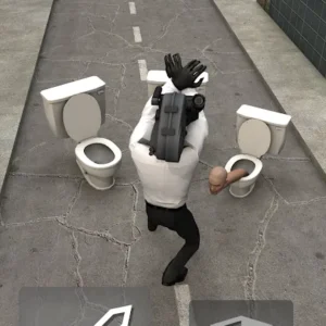 Скриншот из игры Toilet Fight, демонстрирующий бой с монстрами.